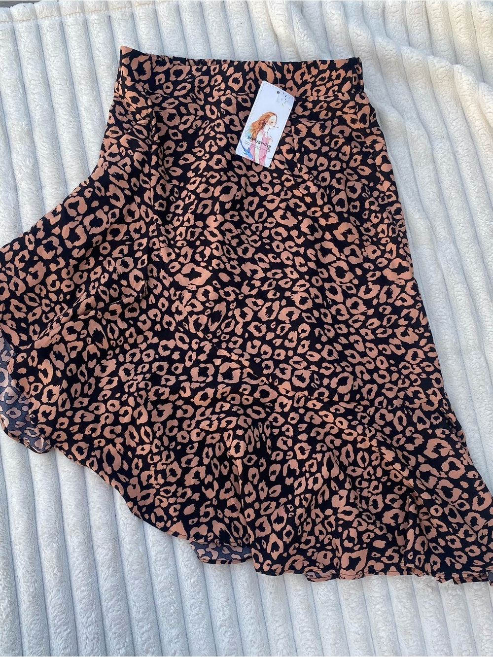 Prettygarden Leopard Print Asymmetrical Midi Skirt NWT Small